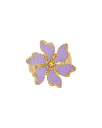 Oscar De La Renta Cherry Blossom Enameled Flower Ring