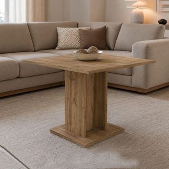 Dmora Mesa Fija Litasili, 4 Plazas, Forma Cuadrada, Tono De Madera Roble Oscuro, 80x80x74h Cm, Marr&oacute;n Roble Oscuro