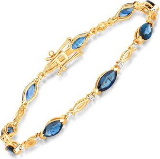 Diana M. Jewels Blue Sapphire Marquise 8x4mm - 9Pcs + White Diamond F/C Round 1.30mm( I1-I2/I color ) - 18Pcs ( White Pen Rhodium ) ( Box Lock With Double Safety )