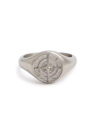 Craftd London Compass Rhodium-plated Signet Ring - Silver - L