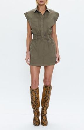 Pistola Denim Rosie Cap Sleeve Stretch Cotton Minidress in Dark Olive at Nordstrom Rack, Size X-Large