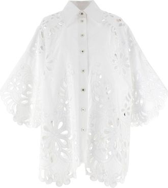 Dolce & Gabbana White Cut-out Embroidery Shirt