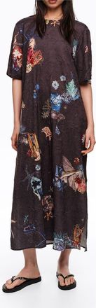 Bimba & Lola Wrinkled Knit Midi Dress in Seabed Anthracite at Nordstrom, Size X-Small Eu