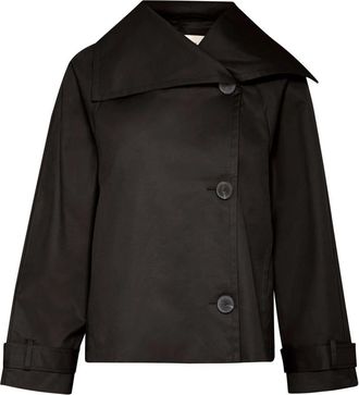 Inwear Korte Jas met Wijde Kraag - Dames - Zomerjassen - Zwart - S - Wol - Jassen