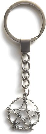 Generic KEYRING - Star - Silver Plated. 30mm Split Ring. Goth Emo Rock. Key Ring. Pentagram