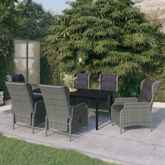 vidaXL Juego De Comedor De Jard&iacute;n 7 Piezas Rat&aacute;n Sint&eacute;tico Gris Vidaxl