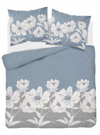OEM Ropa De Cama De Franela 220x200 Flores Azul Ceniza