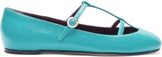 Scarosso Linda I leather ballerina shoes - women - Leather/Leather/Nappa Leather - 37.5 - Blue