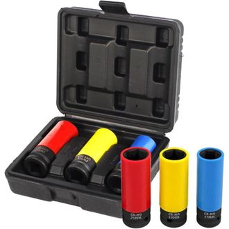 OEM Juego De Llaves De Impacto De 1/2 Para Llantas De Aluminio, Llave De Vaso Y Punta Para Llave Inglesa, 17/19/21 Mm, 3 Piezas -crezuo
