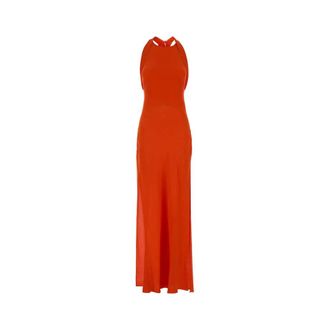 Blumarine Gowns, female, Orange, Size: 2XS Long Marocaine Dress with -Bow
