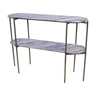 The Libra Company Toronto Top & Base Console Table - Iron/Marble/MDF - L33xW111xH79 cm in Brown