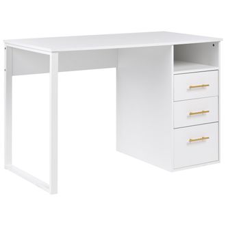 Beliani Escritorio Minimalista Para Oficina En Casa Con Cajones De Aglomerado 120 X 60 Cm Blanco Zerlay