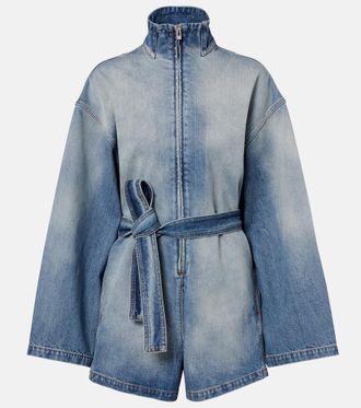 Alaia Ala&iuml;a Mono de denim con cintur&oacute;n
