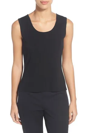 Ming Wang Scoop Neck Tank in Black at Nordstrom, Size X-Small