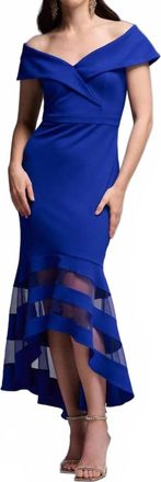 Joseph Ribkoff Off Shoulder Hi-Low Dress In Royal Sapphire