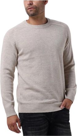 Selected Beige Lambs Wool Crew Neck Sweater - Heren - Ronde hals truien - Beige - 2XL - Wol - Truien & Vesten