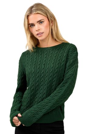 M&Co Petite Cable Knit Jumper - Womens Dark Green