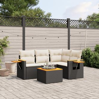 vidaXL Vidaxl - Set Divani Da Giardino 5 Pz Con Cuscini In Polyrattan Nero