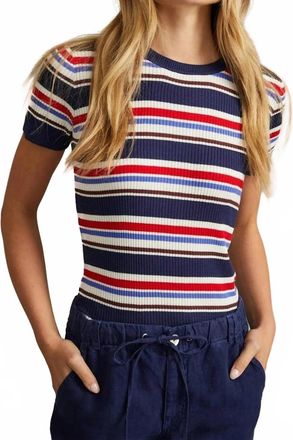 Bella Dahl Fitted Crew Tee In Seaside Stripe