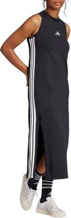 adidas Essentials 3-Stripes Racerback Midi Dress in Black/White at Nordstrom Rack, Size X-Small
