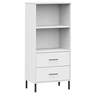 vidaXL Librer&iacute;a Con 2 Cajones Oslo Madera Maciza Blanco 60x35x128,5 Cm Vidaxl