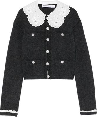 Self Portrait Lace-collar Button Cardigan
