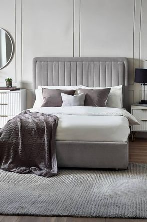 Julian Bowen Savannah Upholstered Bed with Drawer in Grey | Size: Double