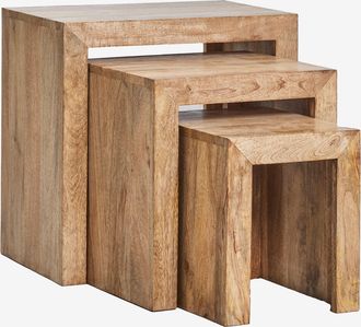 Sklum Tavolini Ausiliari A Nido Rettangolari In Legno Di Mango Woodsen Sklum