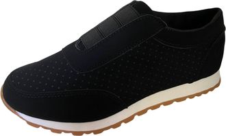 Generic Fashion Autumn Women Sneakers Flat Soft Sole Comfortable Wear Solid Color Casual Style Lightweight Walking Shoes (Black, 4.5)