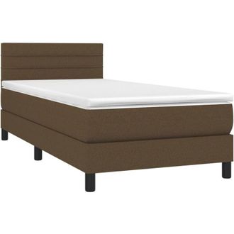 vidaXL Cama Box Spring Con Colch&oacute;n Tela Marr&oacute;n Oscuro 90x190 Cm Vidaxl