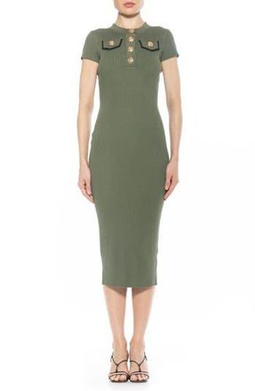 Alexia Admor Rhys Crewneck Knit Sheath Midi Dress in Sage at Nordstrom Rack, Size X-Large