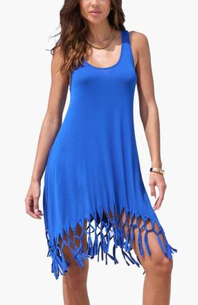 Lascana Womens Fringe Hem Beach Dress in Royal Blue at Nordstrom, Size 22