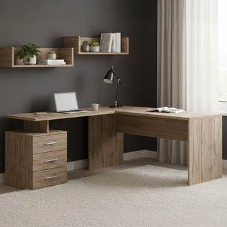 Dmora Escritorio Dguarin, Escritorio Esquinero Porta Pc, Mesa De Oficina Multiusos, Escritorio Multiposiciones Ahorra Espacio, 100% Made In Italy, Cm 160x60