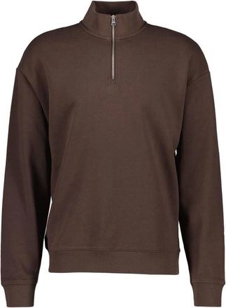 HUGO BOSS Hoodies & sweatvesten, Heren, Bruin, S, Katoen, Durty 244 Quarter Zip Sweatshirt