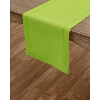Solino Home Linen Table Runner for Dining Table, Holiday and Everyday Table Decor - Classic Hemstitch in Lime Green at Nordstrom, Size X-Large