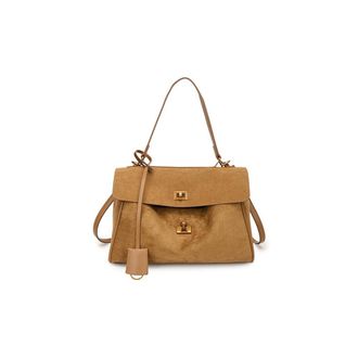 Generic Suede Tote Bag for Women, Slouchy Suede Satchels Shoulder Handbags, Large Brown Crossbody Bag (Khaki, Small)