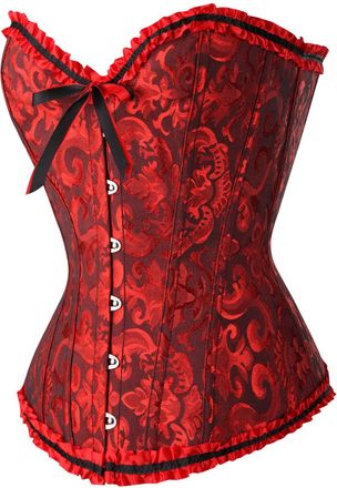 Generic Corset Top Bustier Lingerie for Women Zipper Front Flower Sexy Burlesque Vintage