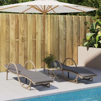 vidaXL Tumbonas Con Cojines 2 Unidades Rat&aacute;n Sint&eacute;tico Beige Vidaxl