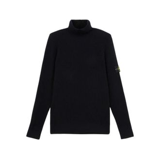 Stone Island Fijn Gebreide Trui met Col - Heren - Coltruien - Blauw - XL - Wol - Truien & Vesten