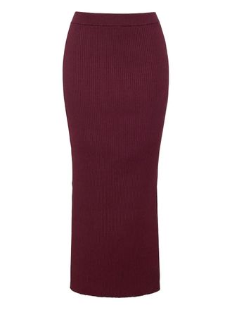 Cara Cara Jocelyn ribbed midi skirt - women - Viscose/Polyester/Nylon/Spandex/Elastane - S - Red