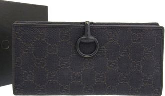 Gucci Black Gg Canvas Long Wallet (Bi-Fold) (Pre-Owned)
