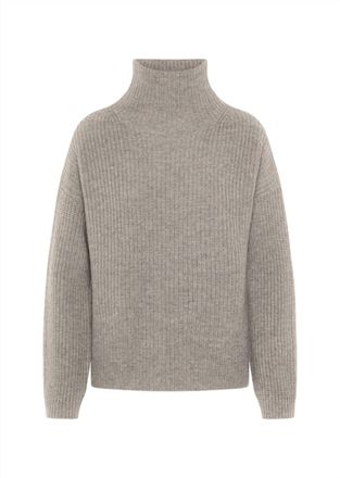 0039 Italy Womens Lona Mock Neck Wool Blend Sweater In Sand