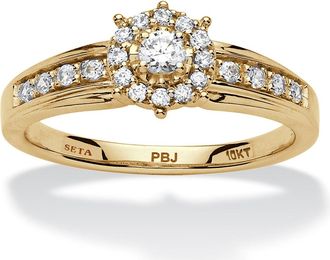 Palm Beach Jewelry 1/4 TCW Round Diamond 10k Yellow Gold Halo Ring