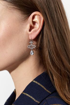 Vivienne Westwood Earrings With Shimmering Crystals, Womens, Silver