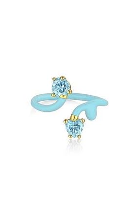 House of Frosted Gemstone Bypass Ring in Light Blue Enamel/Blue Topaz at Nordstrom Rack, Size 7
