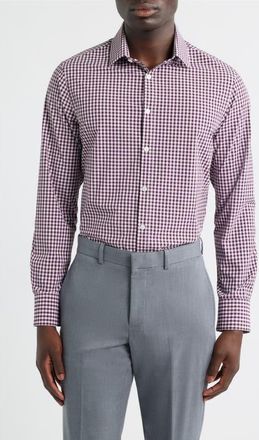 Mizzen+Main Leeward Trim Fit Gingham Performance Button-Up Shirt in Eggplant Crew Gingham at Nordstrom, Size Xx-Large