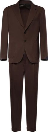 Santaniello Sallia Single-Breasted Suit - Heren - Business pakken - Bruin - L - Wol - Kostuums