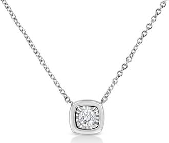 House of Brilliance 10K Yellow Gold Plated.925 Sterling Silver 1/10 Cttw Miracle Set Round Diamond 18 Pendant Necklace