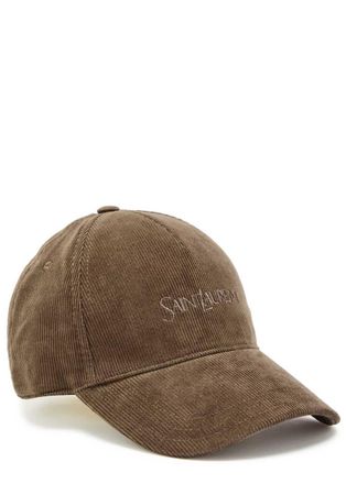 Saint Laurent Logo-embroidered Corduroy cap - Khaki - M