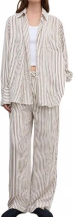 House of Dagmar Relaxed Straight Trousers In Cream/white